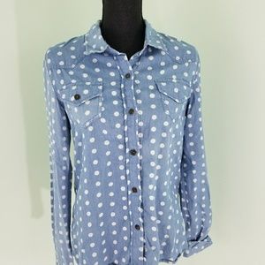 Bullhead Black polka dot button shirt